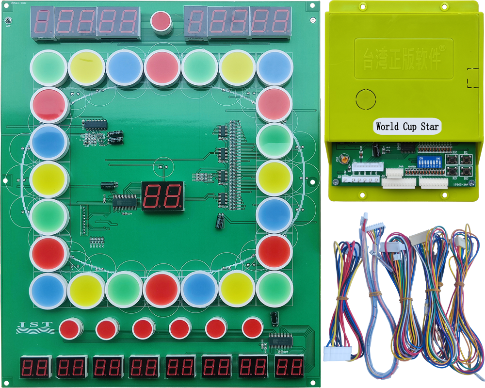 World Cup star football themed fruit entertainment cabinet original main control board set, complete circuit board with wiring harness, stable core part for desktop coin operated game cabinet