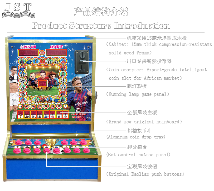 Master of the Air slot machine internal structure diagram, football star cabinet for Angola Luanda shops, classic 8-bet game with original Taiwan program