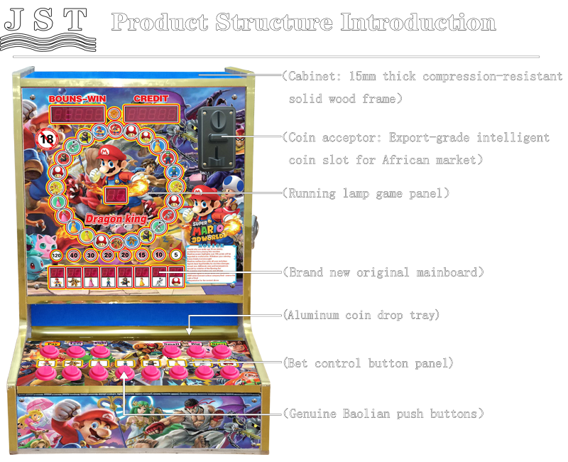 Mario fruit slot machine internal structure diagram, classic 8-bet marley game machine with double up feature, Taiwan original program desktop cabinet for Ghana bars and small shops