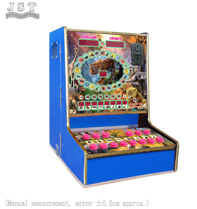Animal Oval game machine size dimension drawing, blue arcade cabinet measurement