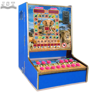 Blue Right Side View of Animal Square Coin Operated Fruit Game Machine, Zama Zama Jackpot Slot Machine China Machine for Africa Market
