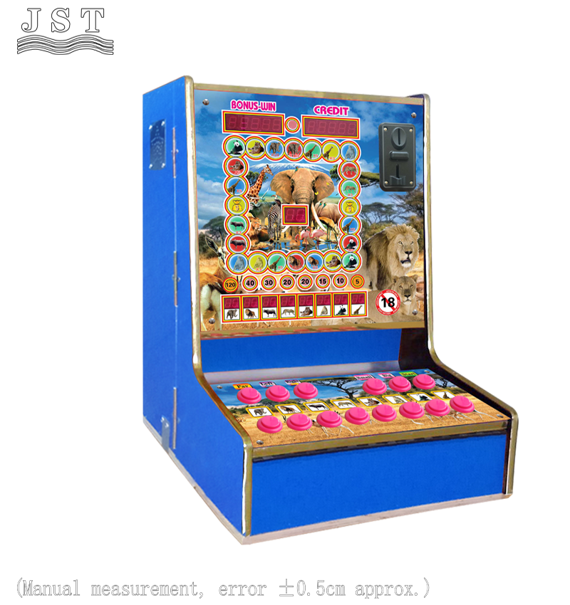 Size dimension diagram of Animal Square Zama Zama Coin Operated Fruit Game Machine, desktop jackpot cabinet for African bar wholesale