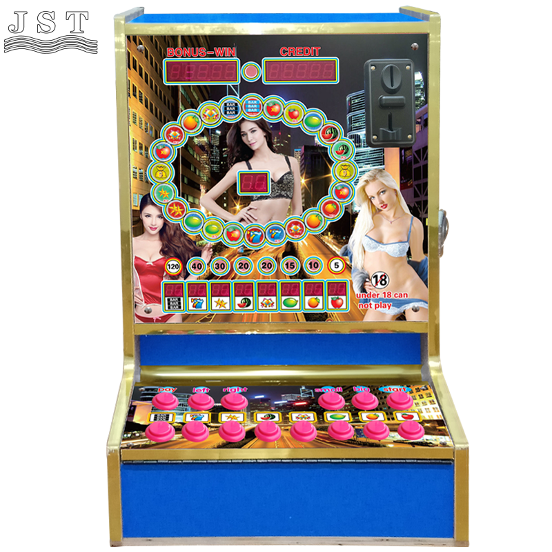 Blue Coin Operated Oval Fruit Game Machine, Bar Jackpot Slot Game Machine Front View