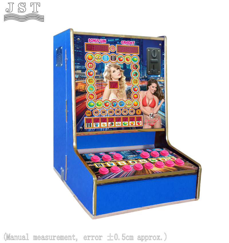 Coin Operated Fruit Game Machine Square Cabinet Size Dimension Diagram, Blue Machine Size Drawing