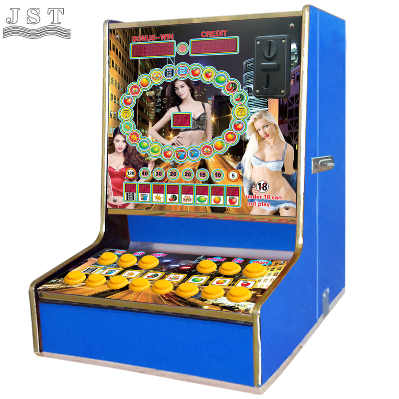 Coin Operated Oval Fruit Game Machine, Bar Jackpot Slot Game Machine Left Side View