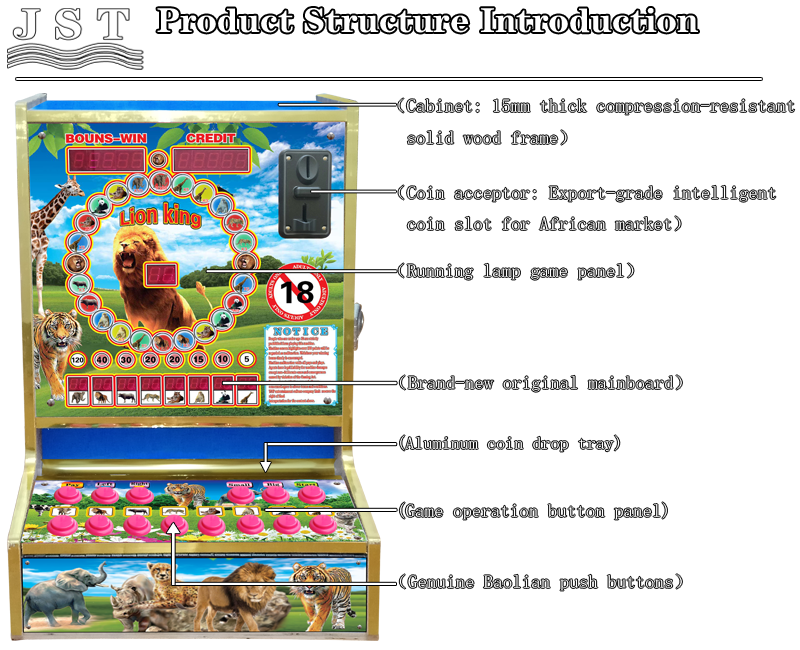 Lion King Gen 1 coin operated animal fruit game machine internal structure diagram