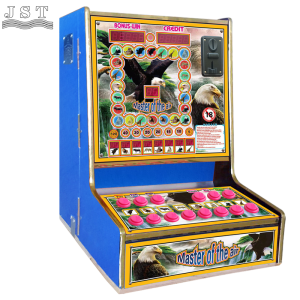 Right side view of Eagle King animal version coin operated fruit amusement cabinet for bars in Ghana, Zambia, Angola, Tanzania